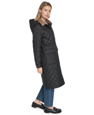 Women's Regular Diamond Quilted Cinch Waist Coat