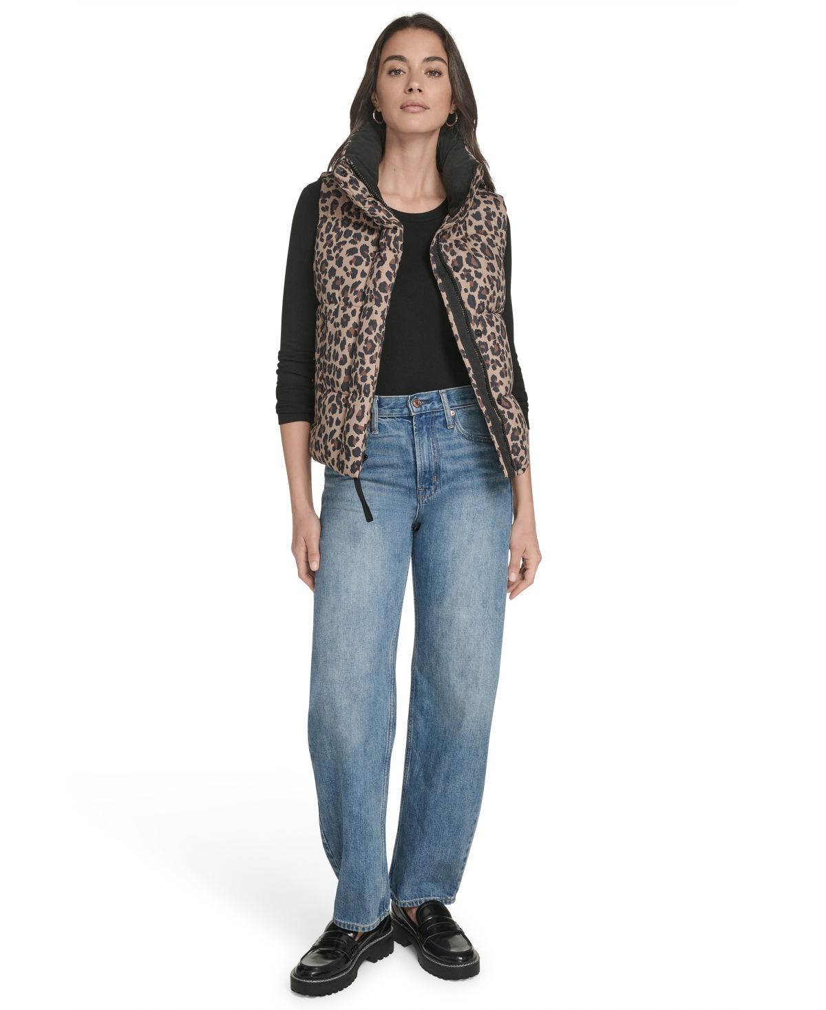 Levi's Women's Regular Stand Collar Puffer Vest In Animal Print