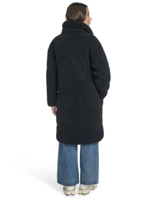 Women's Long Sherpa Snap-Closure Teddy Coat