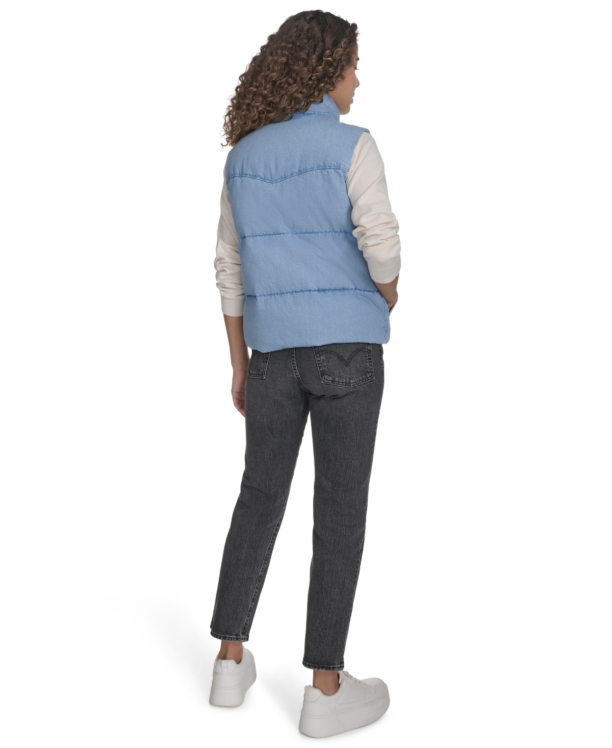Levi's Women's Regular Western Stand Collar Puffer Vest Jacket In Blue
