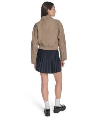 Women's Regular Faux Suede Bomber Jacket