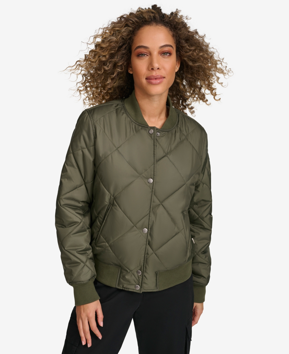 Levi's Women's Regular Diamond Quilted Sherpa Lined Bomber Jacket In Green