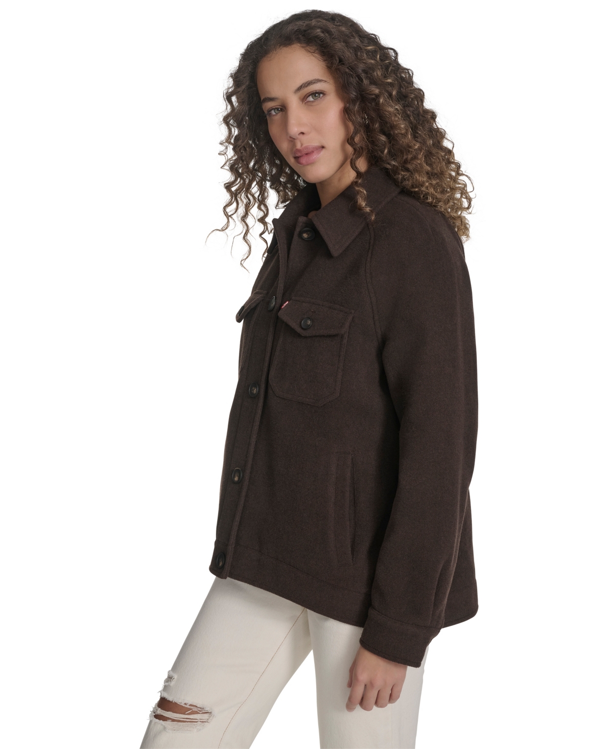 Levi's Women's Regular Wool Blend Shirt Jacket In Brown