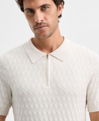 Men's Short-Sleeve Diamond Zip Polo Sweater, Macy's Exclusive
