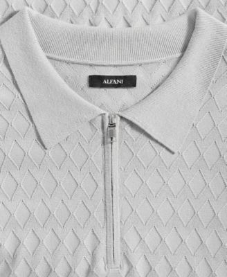 Men's Short-Sleeve Diamond Zip Polo Sweater