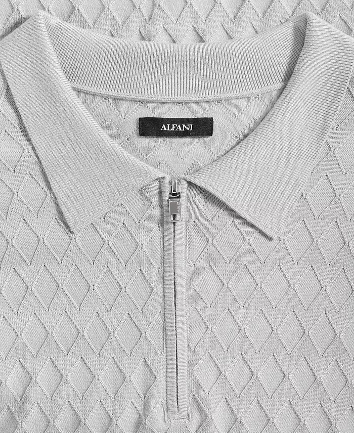 Men's Short-Sleeve Diamond Zip Polo Sweater - thumbnail 4