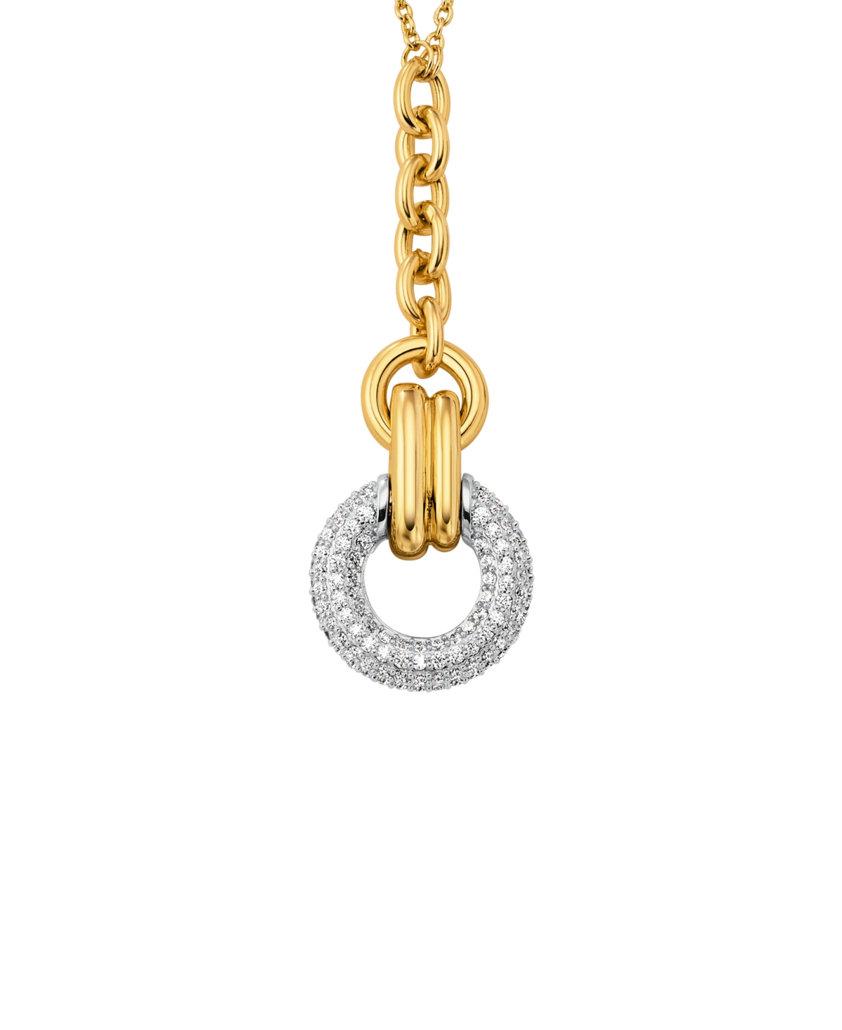 Michael Kors Two Tone Pave Y-neck Torus Pendant Necklace In Gold