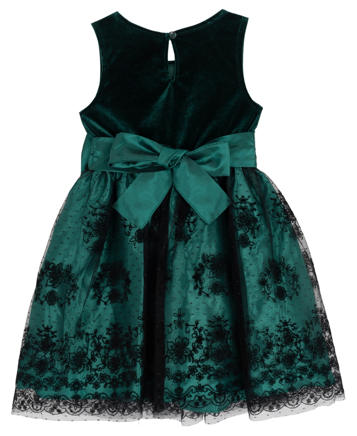 Rare Editions Girls 2T-6X Bow Applique Border Mesh Dress