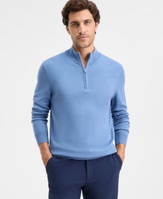Men's Long-Sleeve Half-Zip Merino Sweater, Created for Macy's