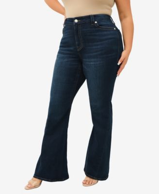 Plus Size Joey Flare Mid Rise Flap Jeans