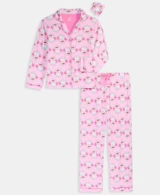 Girls 6X-16 3-Piece Coat, Pants and Scrunchie Pajama Set