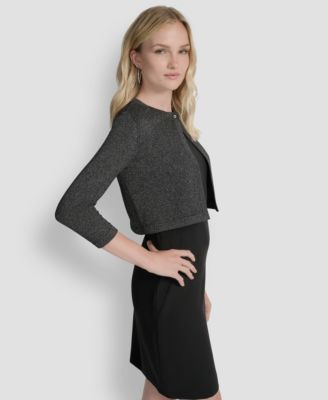 Women's 3/4-Sleeve Button Front Shrug