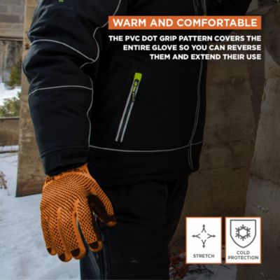 Men's Midweight Dot Grip Gloves - Insulated Knit Work Gloves with PVC Grip, Sold by the Dozen