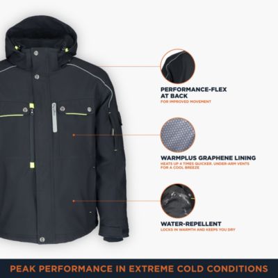 Men's Extreme Hooded Jacket Heavy-Duty Winter Coat, Insulated Cold-Weather Outerwear
