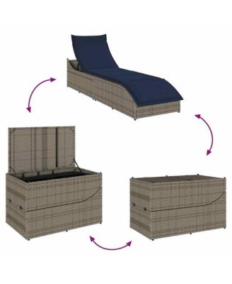 Folding Sun Lounger Grey PE rattan Standard Foldable