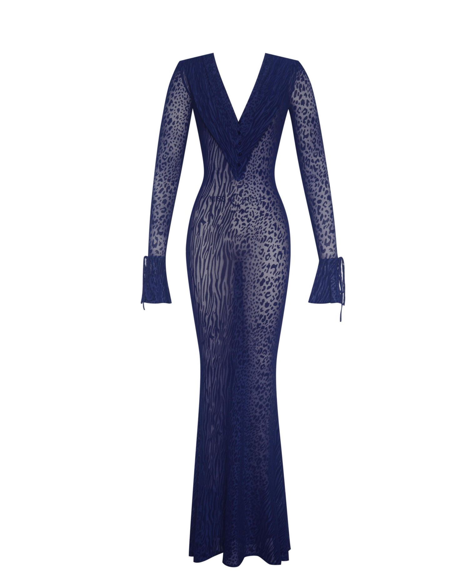 Women's Ilyse Navy V-Neck Plunge Animal Print Mermaid Hem Maxi Dress