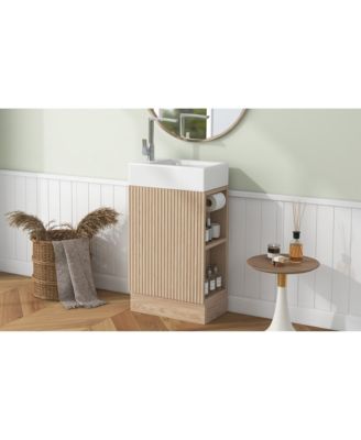 18.6" Bathroom Vanity with Sink, Two-Tier Shelf, Left or Right Orientation, Bathroom Cabinet