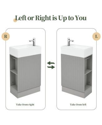 18.6" Bathroom Vanity with Sink, Two-Tier Shelf, Left or Right Orientation, Bathroom Cabinet