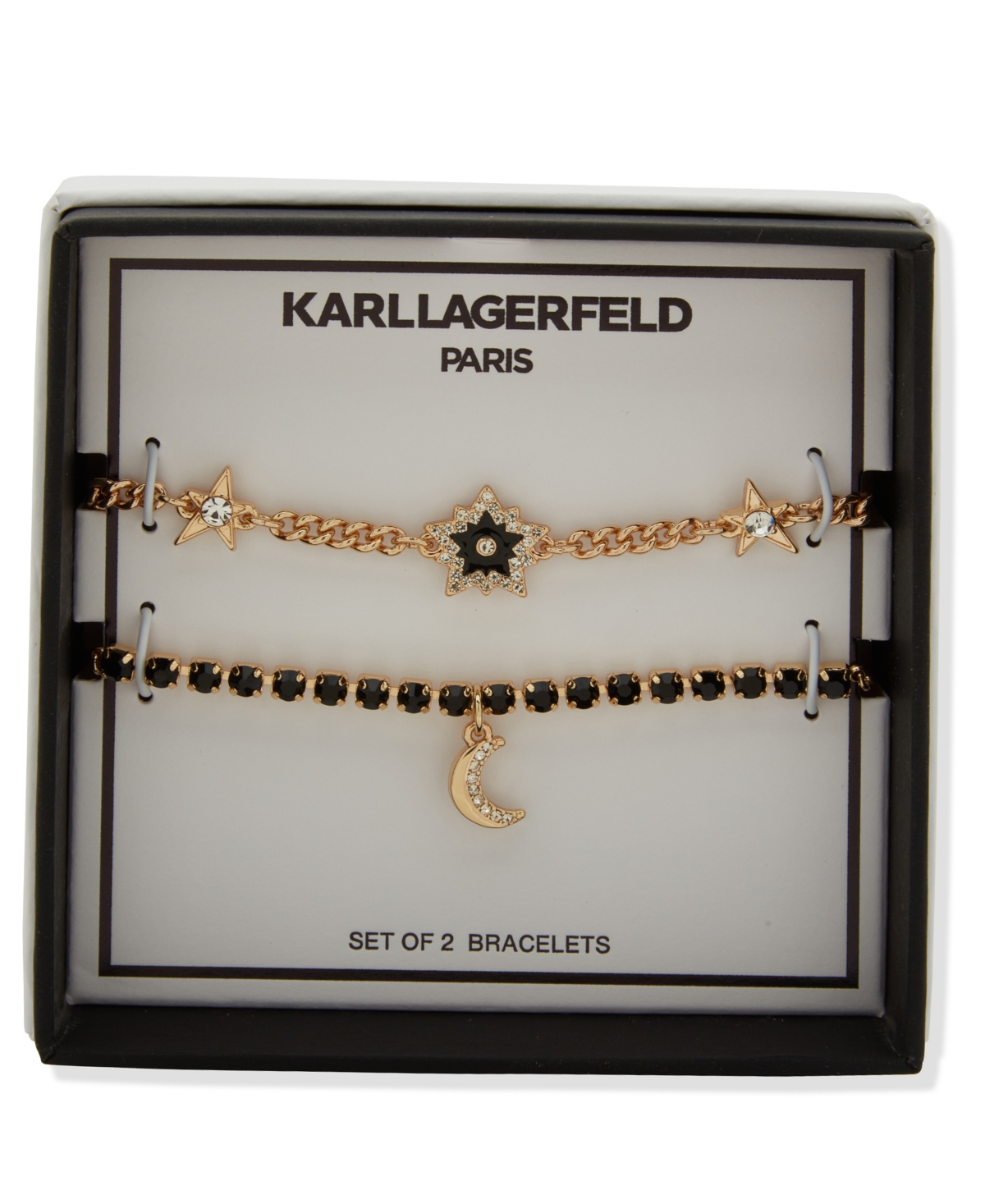 Karl Lagerfeld 2-pc. Gold-tone Star And Moon Slider Bracelet In Gold