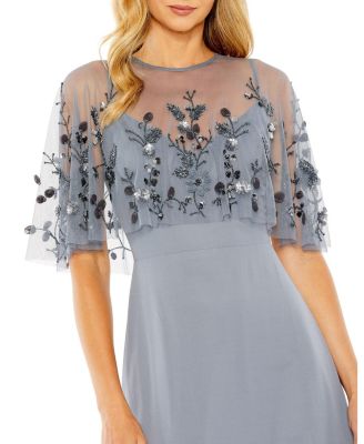 Women's Sleeveless Gown With Embellished Cape