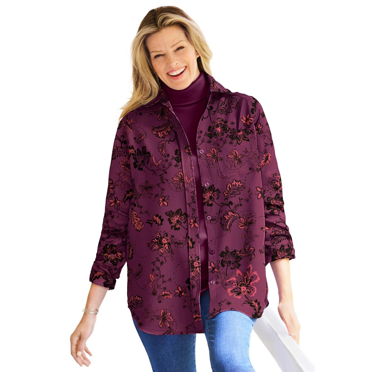 Plus Size Within Soft Faux Suede Shirt