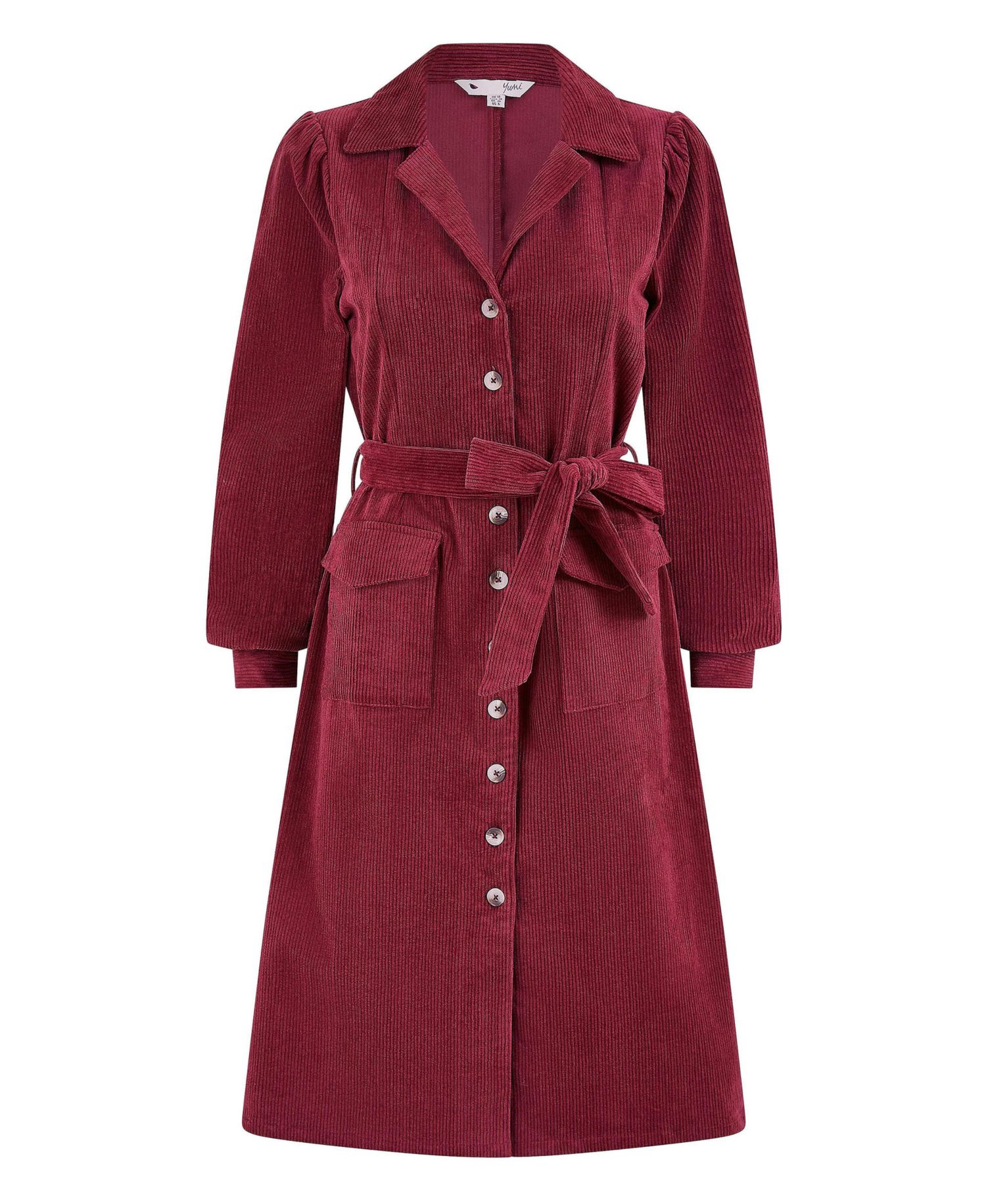 Women's Cord Midi Shirt Dress