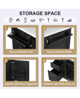 36" Bathroom Vanity with Ceramic Sink, 4 Drawers and 1 Soft-Close Door, Freestanding