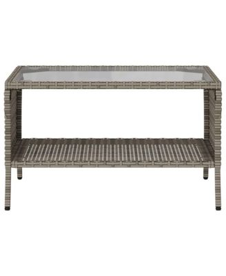 Garden Sofa Grey PE rattan, powder-coated steel, tempered glass