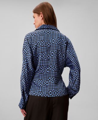 Women's Printed Long Sleeve Wrap Top