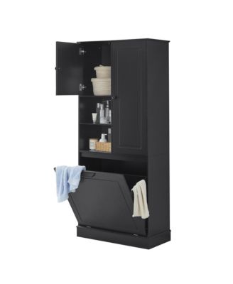CASAINC 68"H MDF Tall Adjustable Shelves, Flip-Out Basket Storage Cabinet