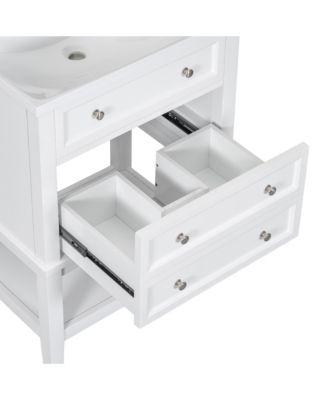 24" Bathroom Vanity with Sink, Bathroom Storage Cabinet with Drawer and Open Shelf, Solid Wood Frame