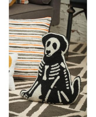 Halloween Dog Skeleton Costume Shaped Hooked Accent Pillow, 18" x 18"