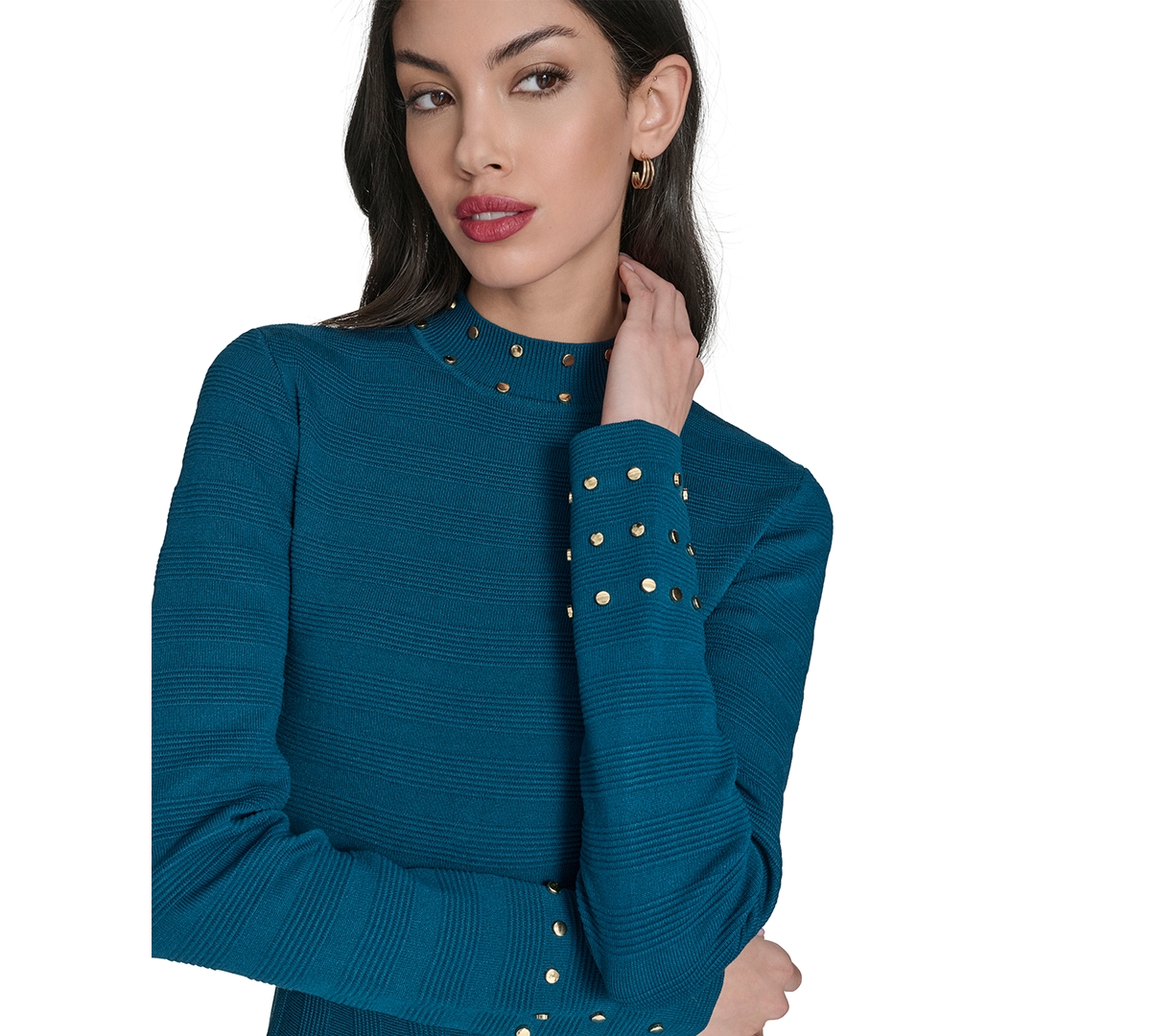 Vince Camuto Women's Embellished Mock Neck Dress In Green