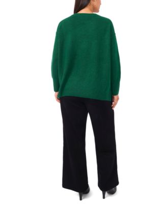 Plus Size Cozy Crewneck Long-Sleeve Extend-Shoulder Sweater