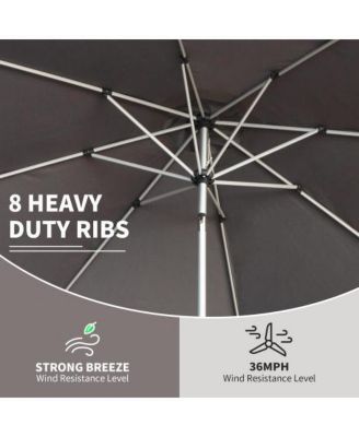 10ft Gray Outdoor Patio Umbrella with Crank and Tilt for Garden and Pool