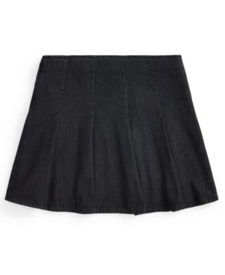 Girls' 7-16 Pleated Cotton Denim Skirt