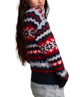 Women's Fair Isle Crew Neck Cardigan Sweater