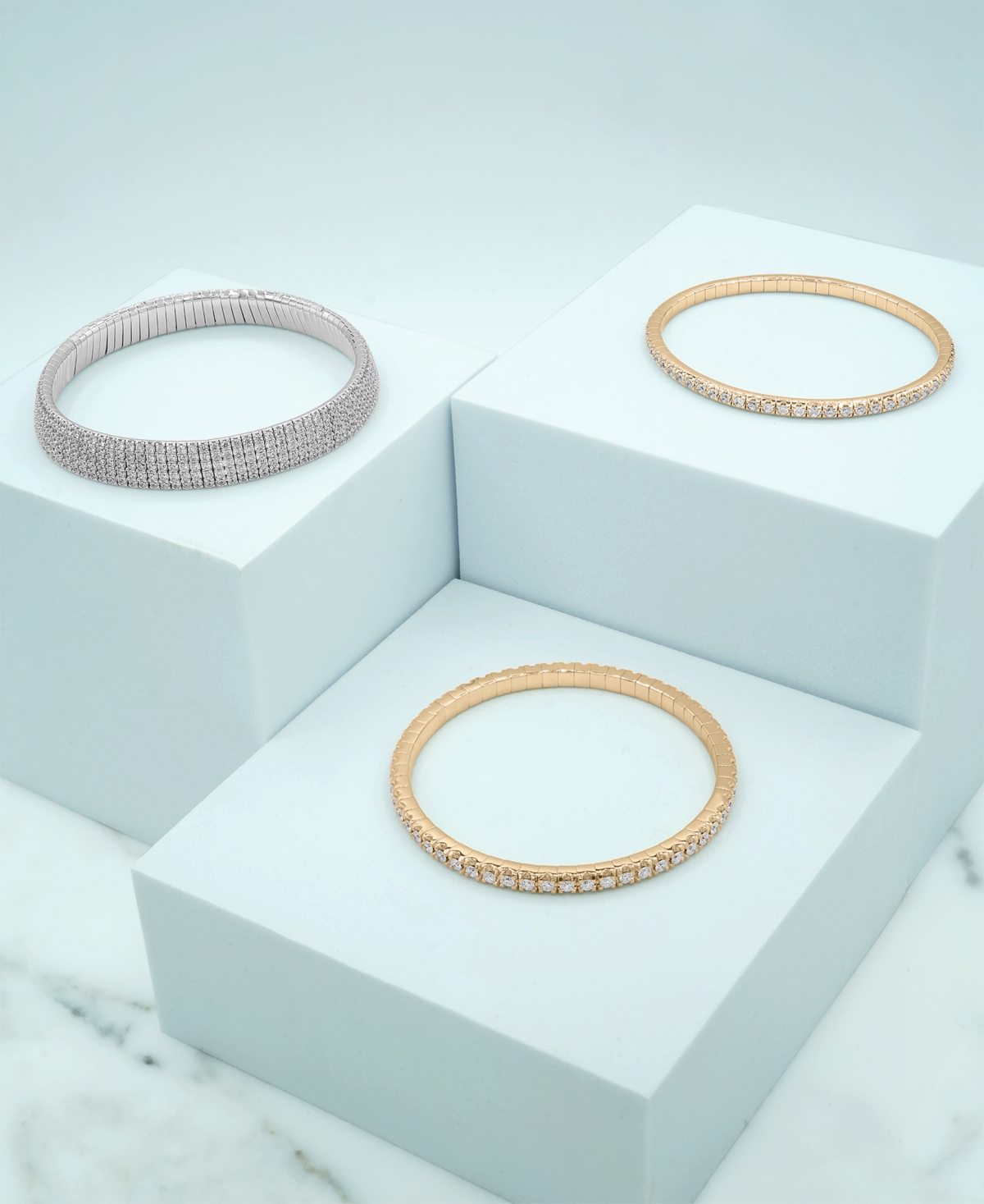 Macy's Diamond Stretchy Bangle (9 Ct. T.w.) In 14k White Gold In Gold