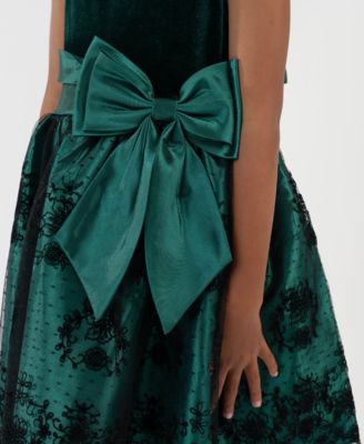 Girls' 2T-6X Bow Applique Border Mesh Dress