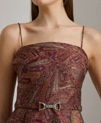 Women's Paisley Belted Cocktail Dress