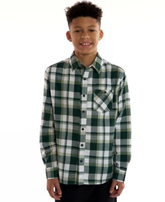 Sovereign Code Boys 5-20 Dixon Plaid Long Sleeves Shirt - Bright Green/ Tarzan Plaid