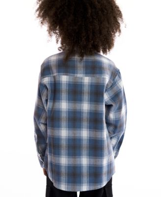 Boys' 5-20 Collared Plaid Long-Sleeve Shirt
