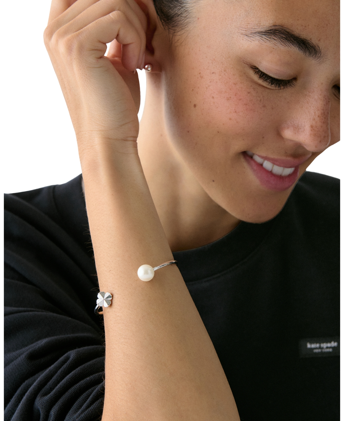 Kate Spade Imitation Pearl And Cubic Zirconia Flower Bracelet (also In Gold-tone) In Silver