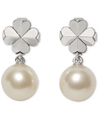 Imitation Pearl and Cubic Zirconia Flower Drop Earrings