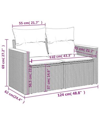 Garden Sofa Beige PE rattan, powder-coated steel, solid acacia wood