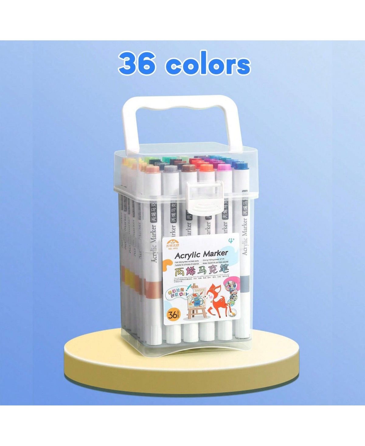 Htutwoo 36 Colors Acrylic Marker Pens For Diy Art Painting, Waterproof & Quick-Dry, For Student Art, Anime,Drawing Supplies Back To School