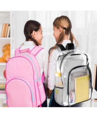 Clear Backpack Heavy Duty Clear Bookbag Transparent Plastic Backpacks for School Work Concert College (Black)