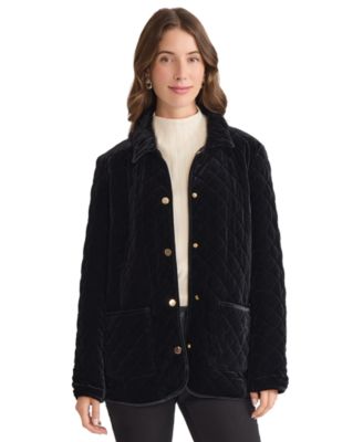 Jones New York - Women's Quilted Velvet Snap-Front Jacket