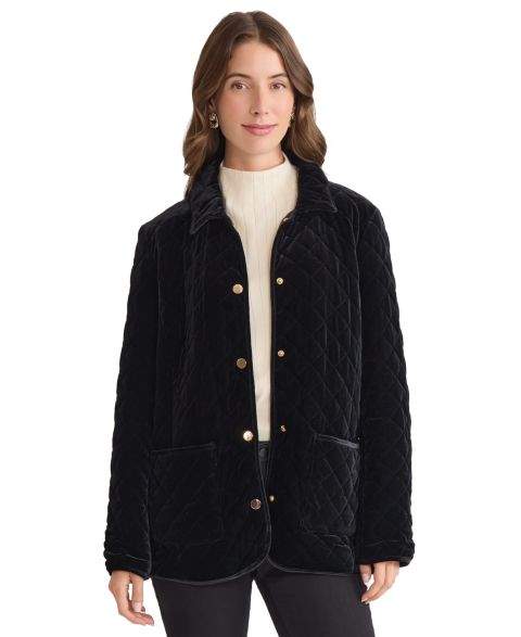 Женские куртки Jones New York Quilted Velour Snap-Front Jacket