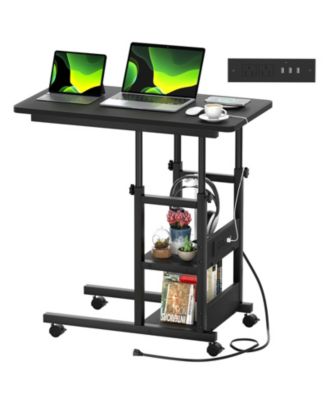 Height Adjustable C Table with USB Port and Wheels